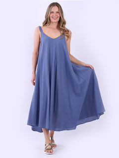 Linen Swing Dress Denim