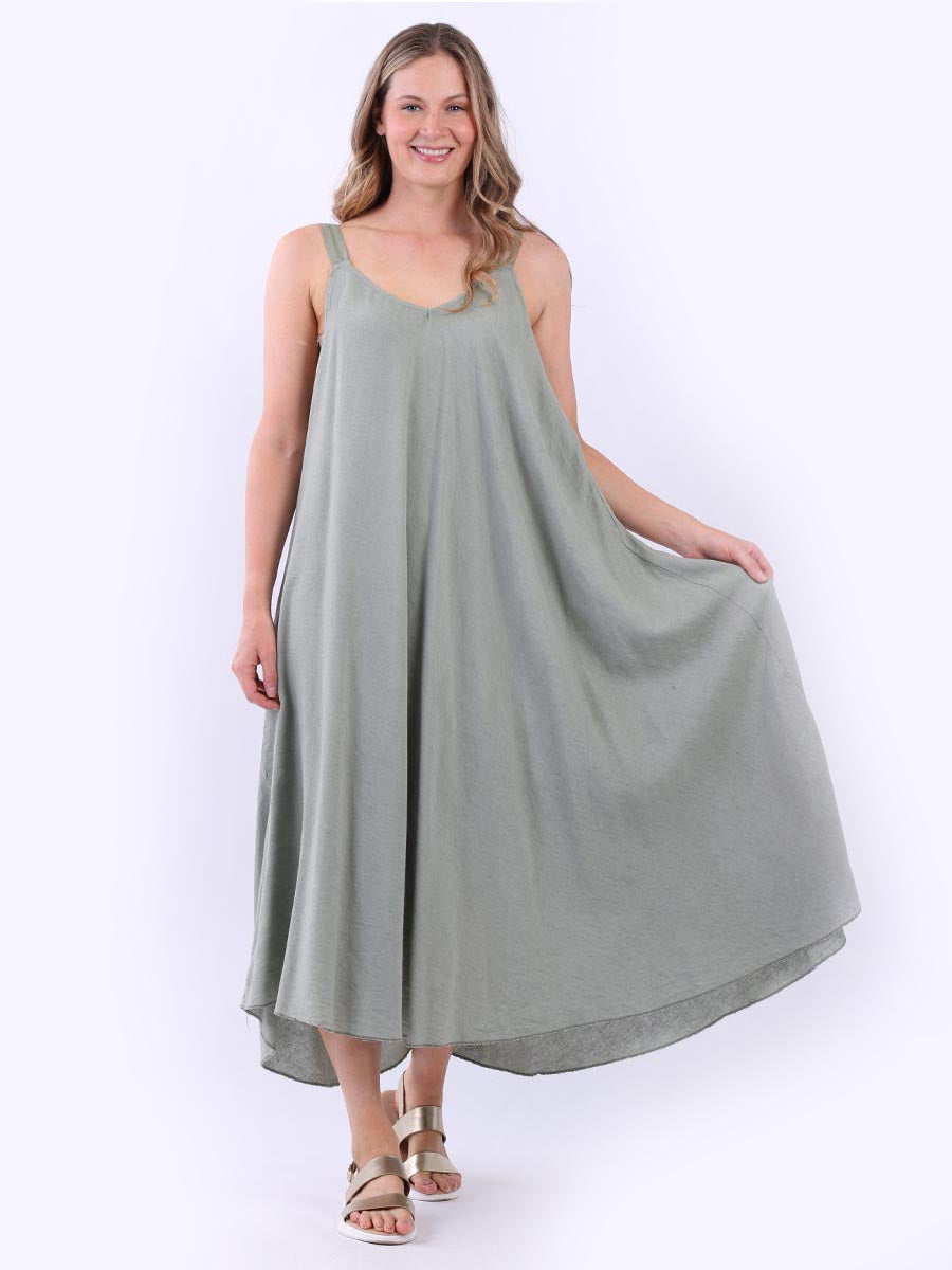 Linen Swing Dress Khaki