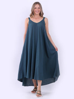 Linen Swing Dress Teal