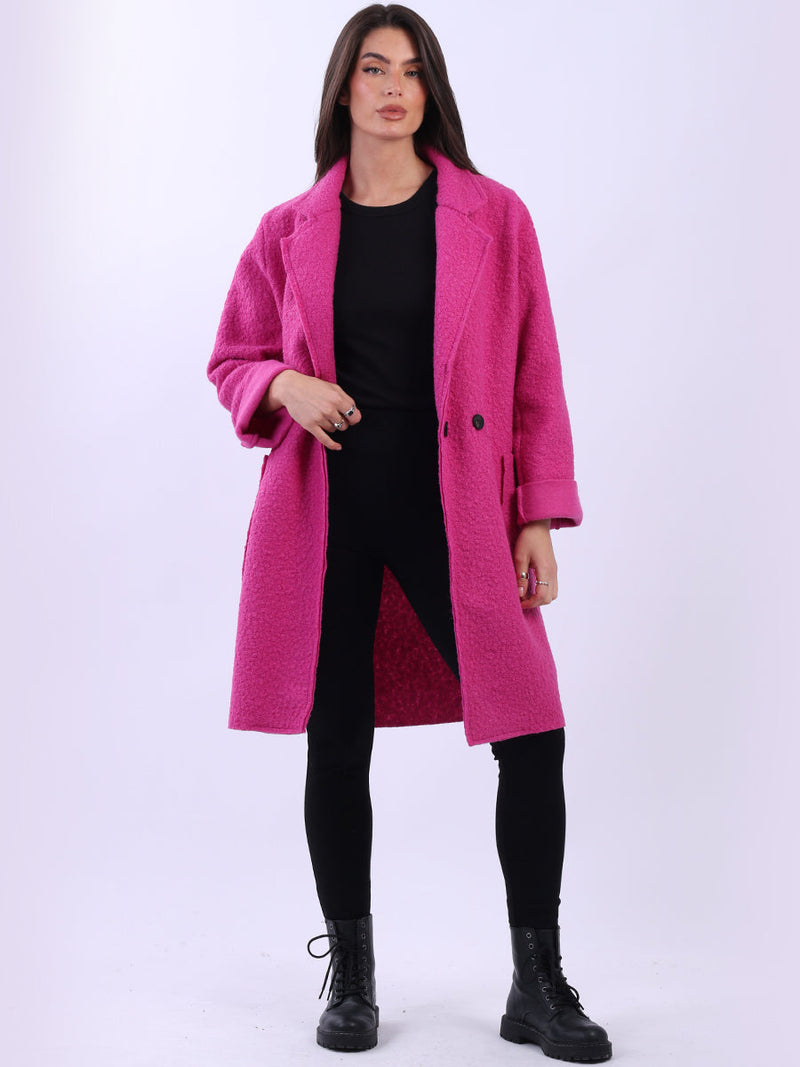 Oversized Wool Coat Fuchsia