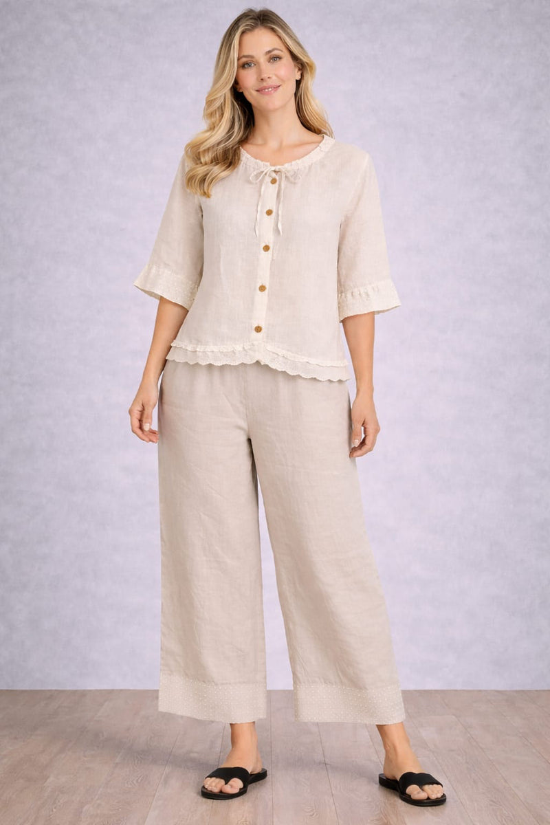 Linen Crop Top Beige
