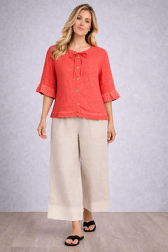 Linen Crop Top Coral