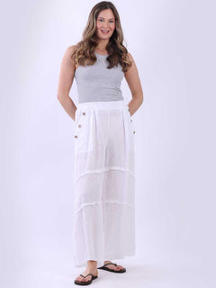 Plain Linen Palazzo White