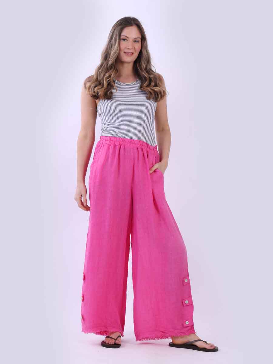 Wide Leg Linen Pant Fuchsia