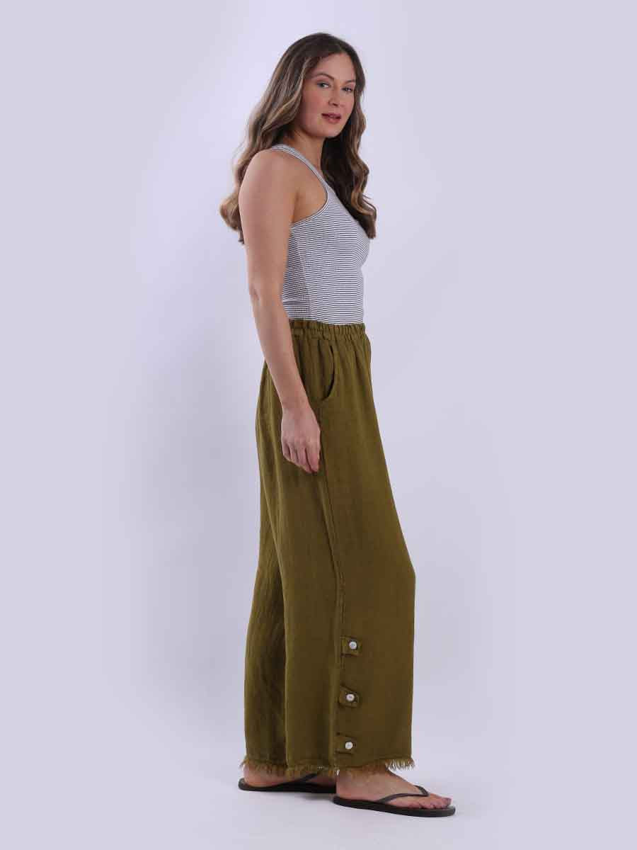 Plain Wide Leg Linen Pant