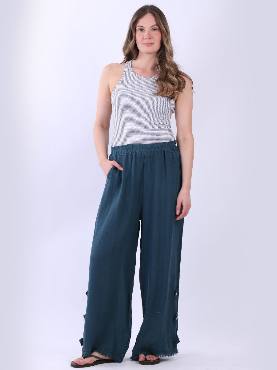 Wide Leg Linen Pant Teal