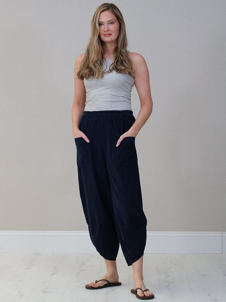 Solid Corduroy Relaxed Fit Trouser Navy