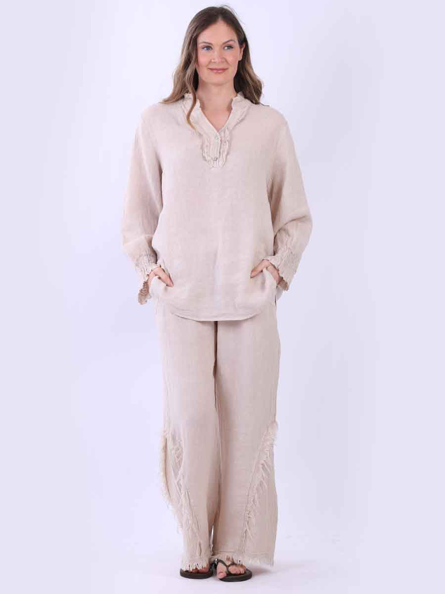 Linen Lagenlook Top Beige