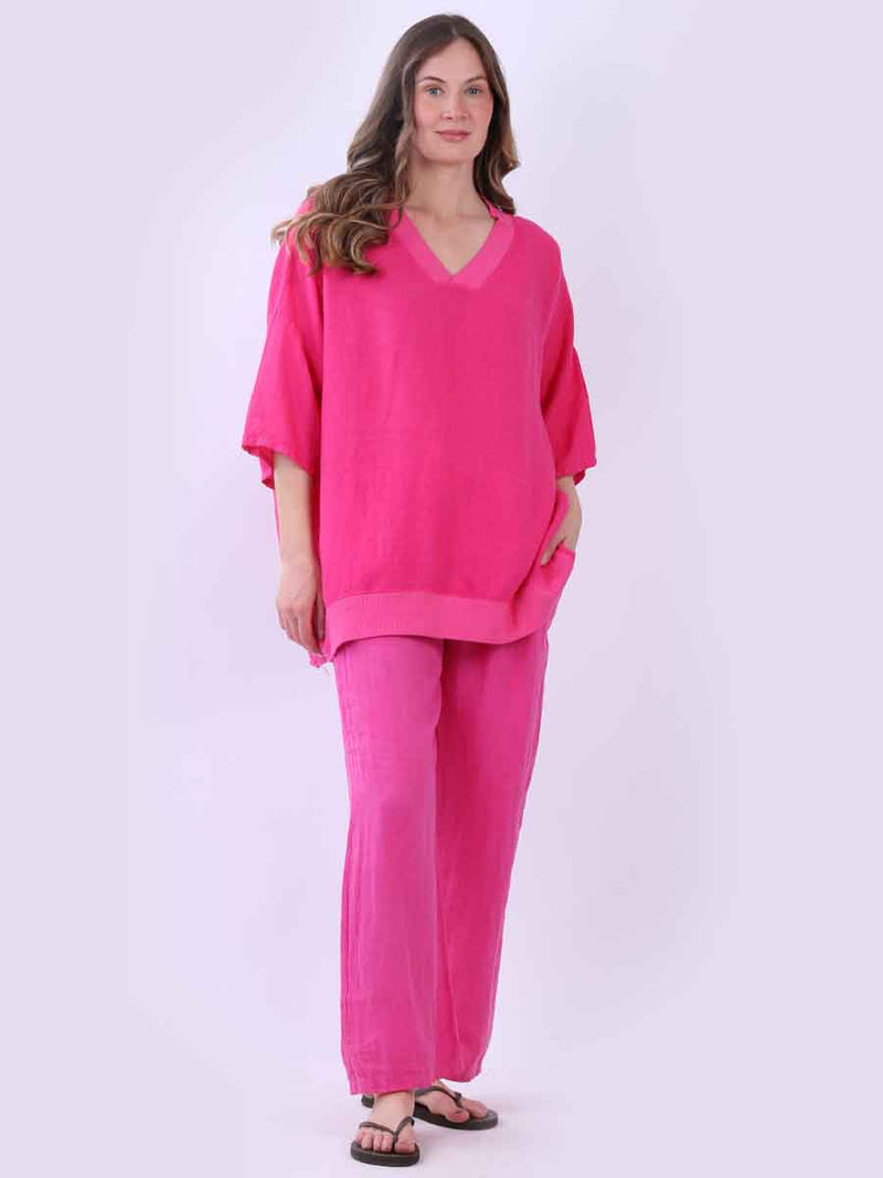 Oversized Satin Top Fuchsia