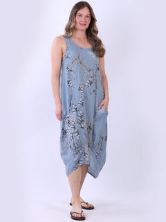 Sleeveless Linen Dress Denim
