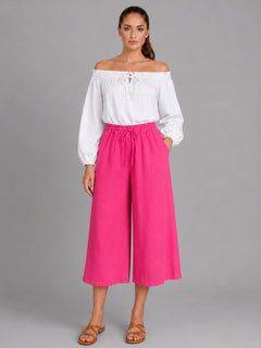 Wide Leg Capri Trouser Fuchsia