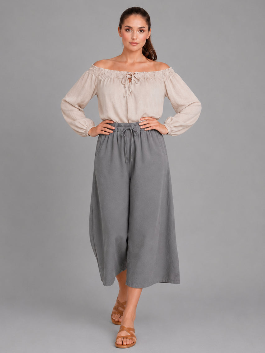 Wide Leg Capri Trouser Grey