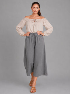 Wide Leg Capri Trouser Grey