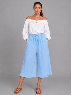 Wide Leg Capri Trouser Sky Blue