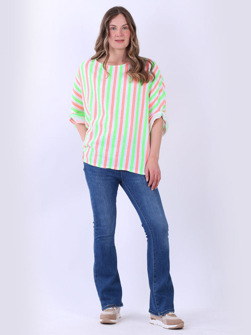 Cotton Stripy Top Green