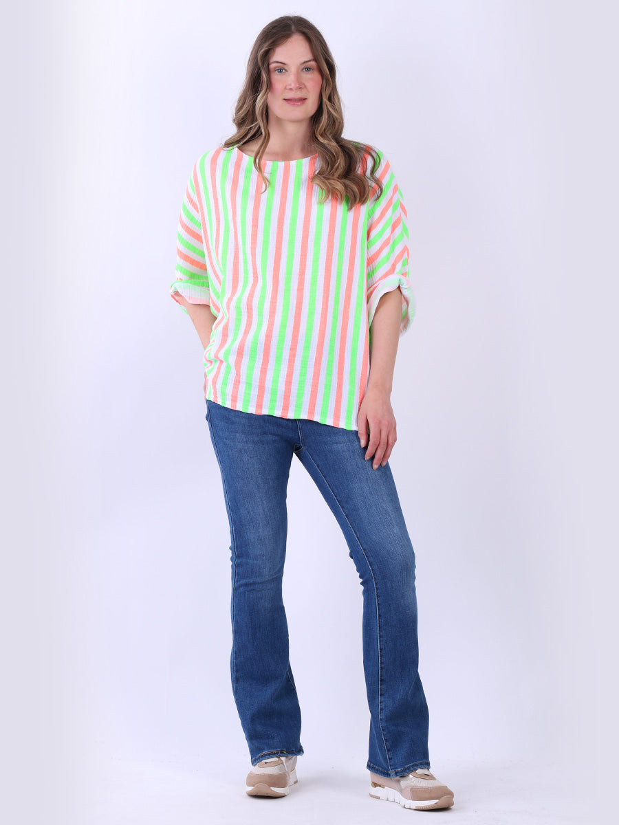 Cotton Stripy Top Green