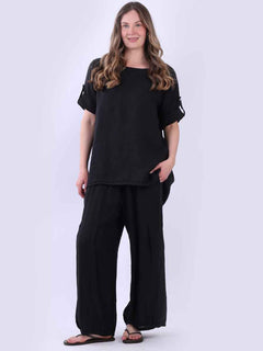 Solid Linen Baggy Top Charcoal