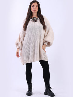 Oversized Knitted Jumper Beige