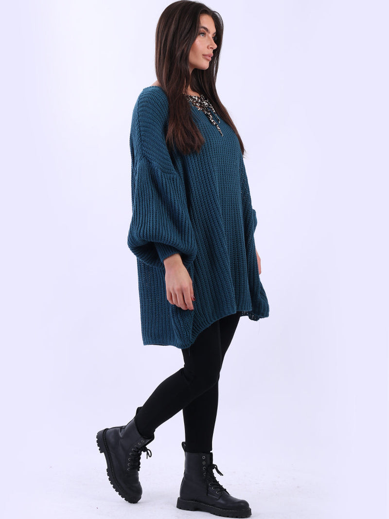 Oversized Knitted Jumper Teal