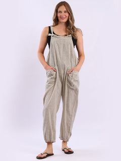 Linen Vintage Dungaree Mocha