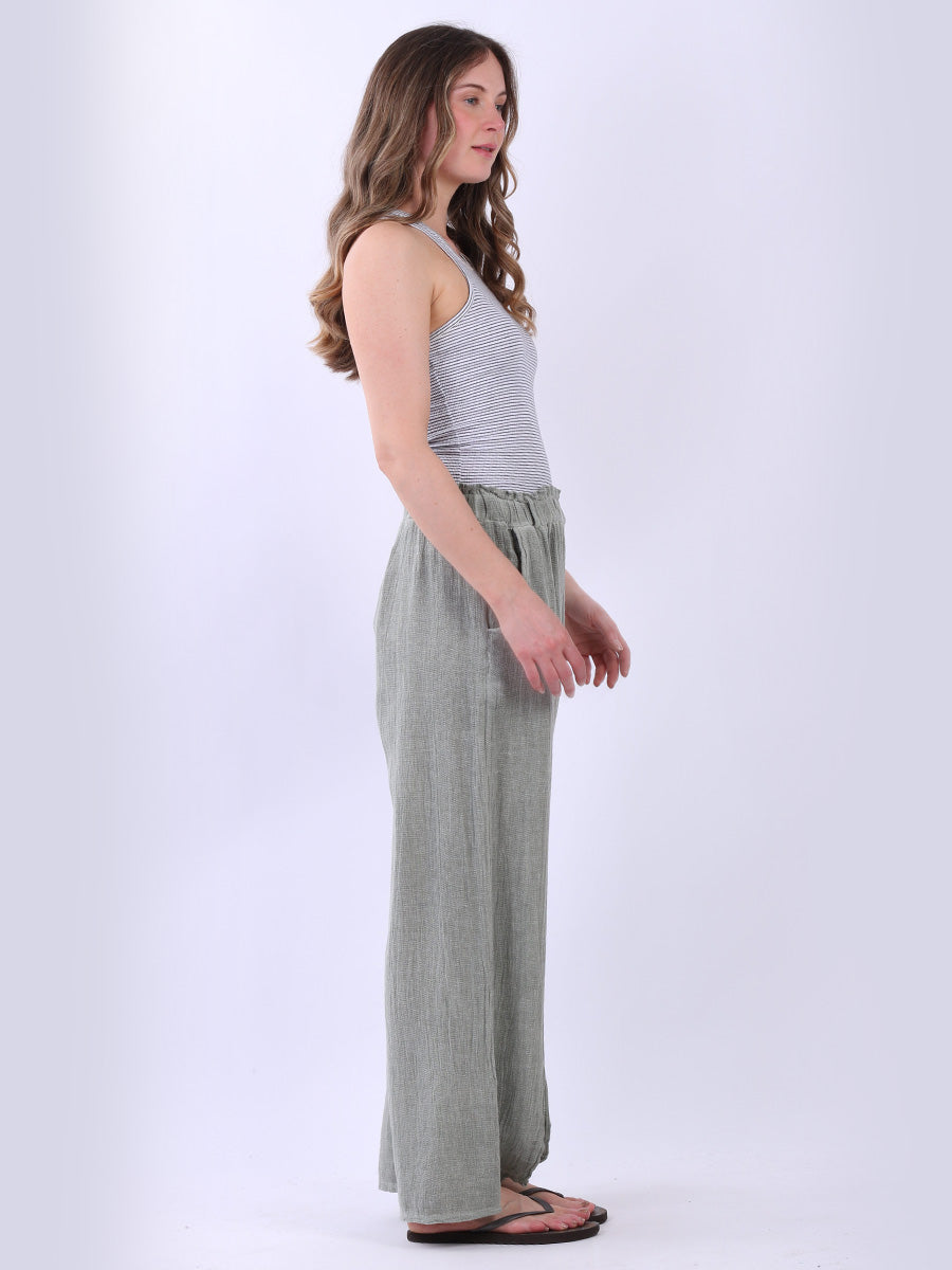 Wide Leg Vintage Wash Linen Pant