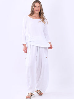 Plain Vintage Wash Trouser White