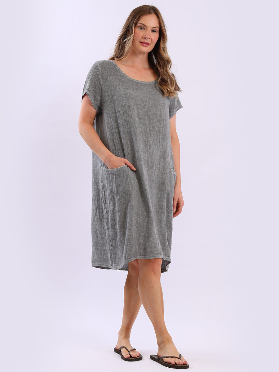 Vintage Wash Linen Dress Charcoal