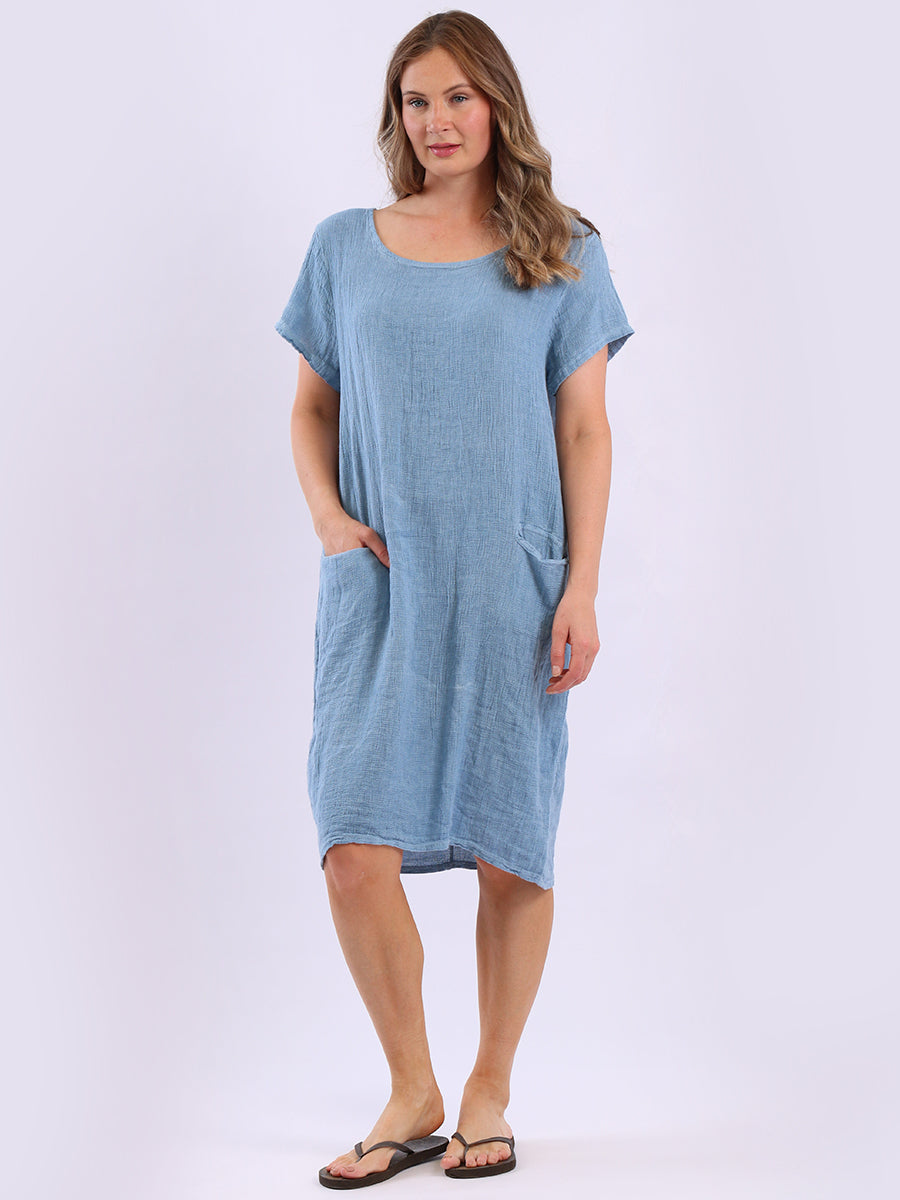 Vintage Wash Linen Dress Denim