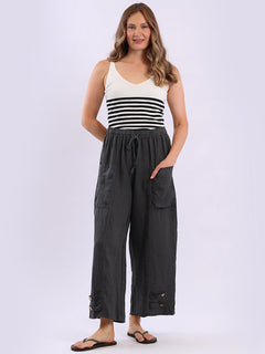 Solid Linen Trouser Charcoal