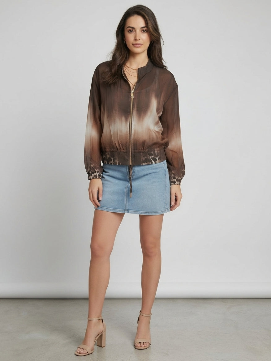 Crop Bomber Jacket Chocolate