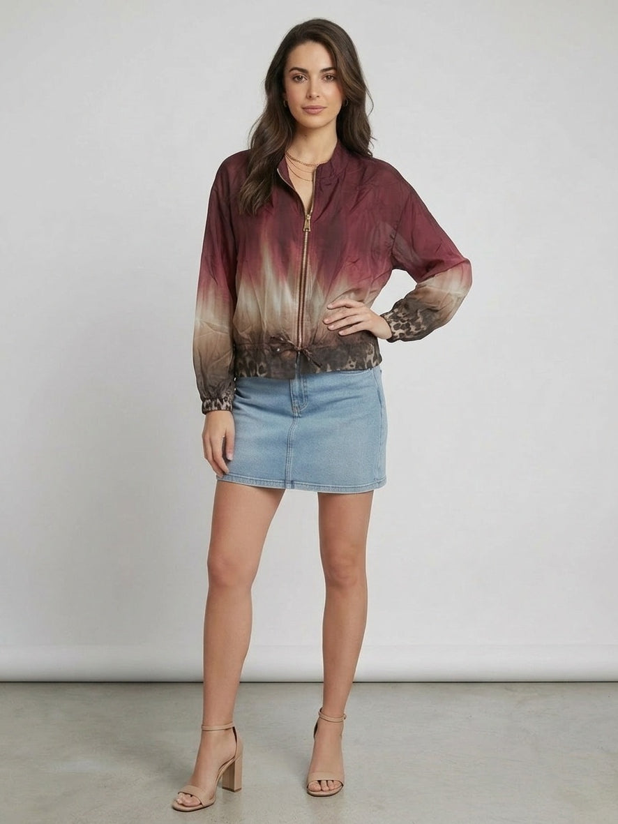 Crop Bomber Jacket Wine