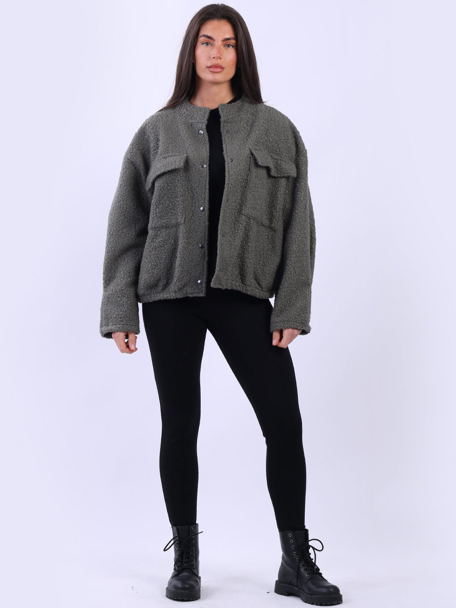 Button Down Woolen Shacket Khaki