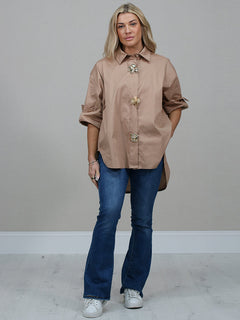 Button Down Cotton Shirt Camel