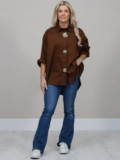 Button Down Cotton Shirt Chocolate