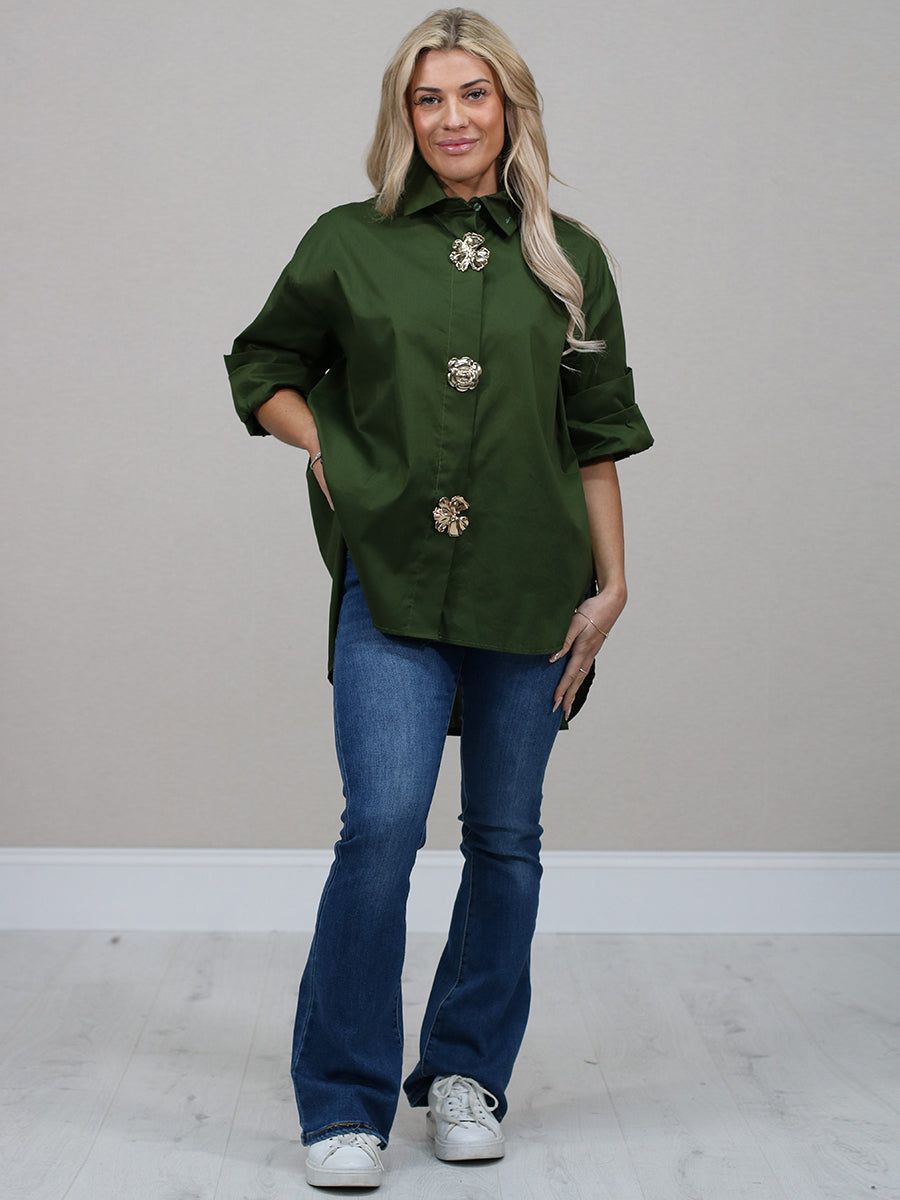 Button Down Cotton Shirt Khaki