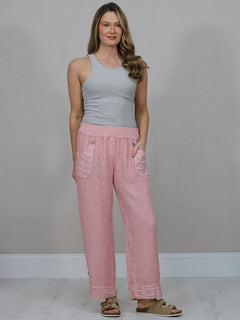 Women Linen Trouser Pink