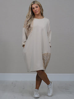 Plus Size Midi Dress Beige