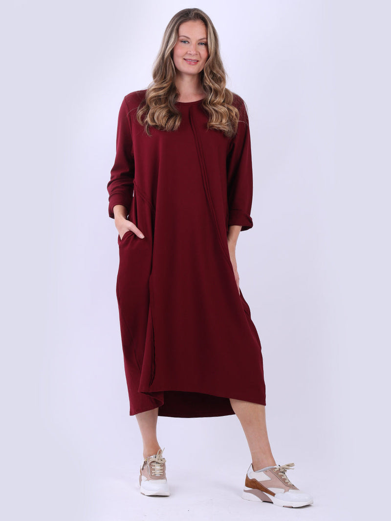 Plus Size Cotton Dress Wine
