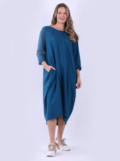 Plus Size Cotton Dress Teal