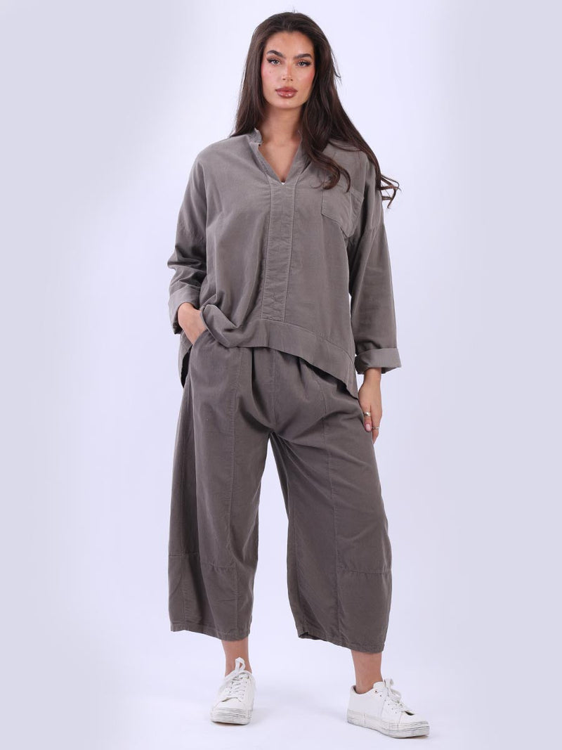 Women Solid Cotton Blouse Mocha