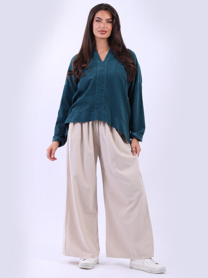 Women Solid Cotton Blouse Teal