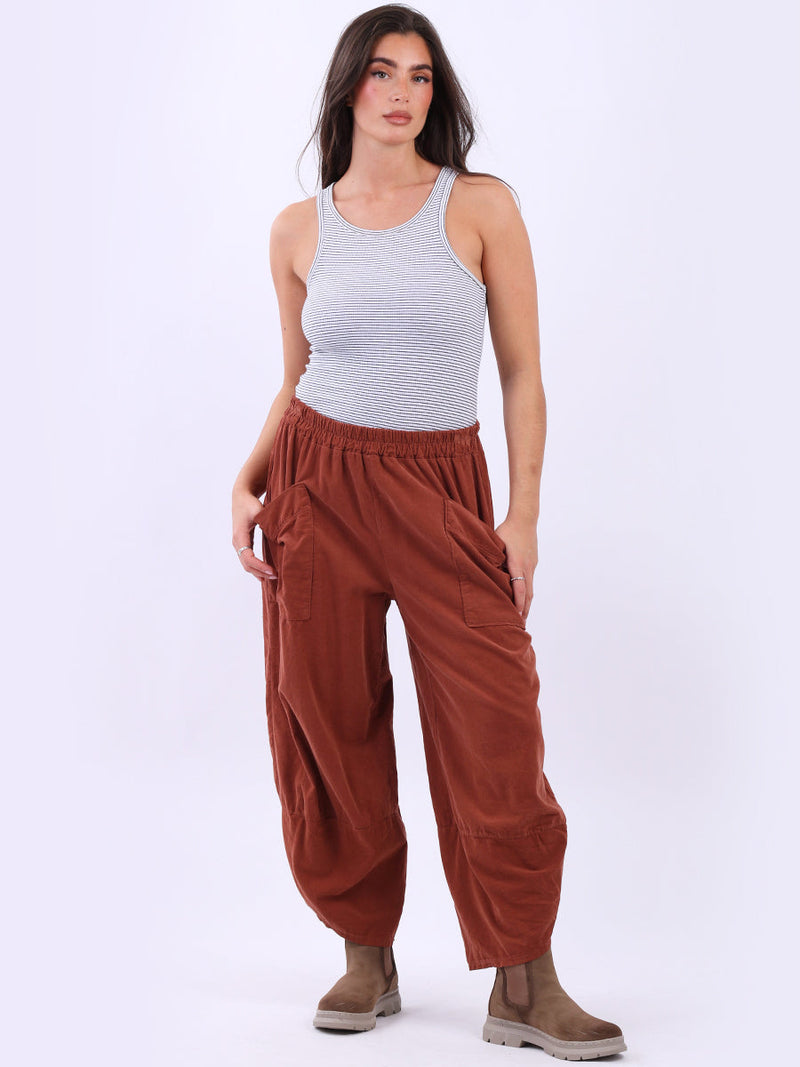 Solid Corduroy Relaxed Fit Trouser Rust