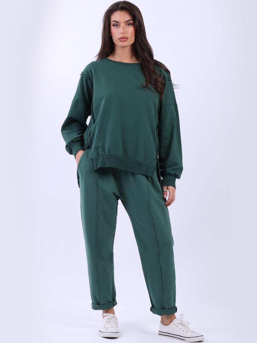 Cotton Sweat Top Bottle Green