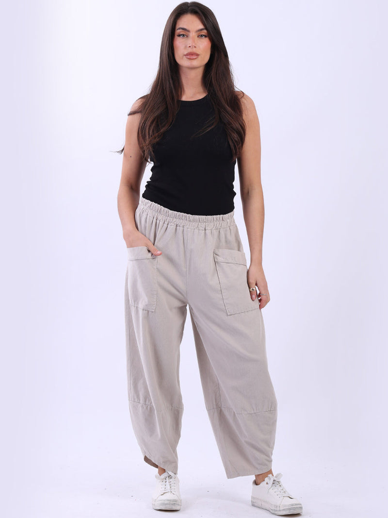 Solid Corduroy Relaxed Fit Trouser Beige