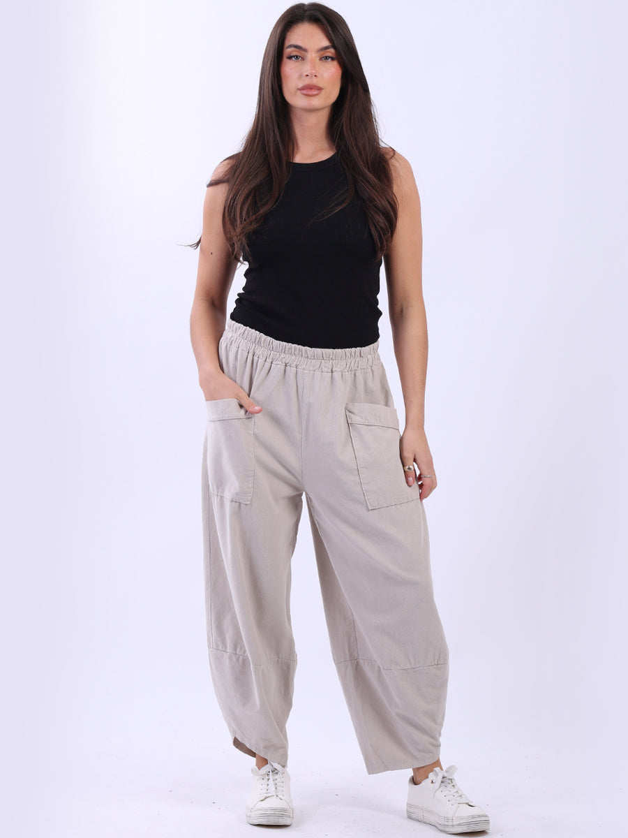 Solid Corduroy Relaxed Fit Trouser Beige