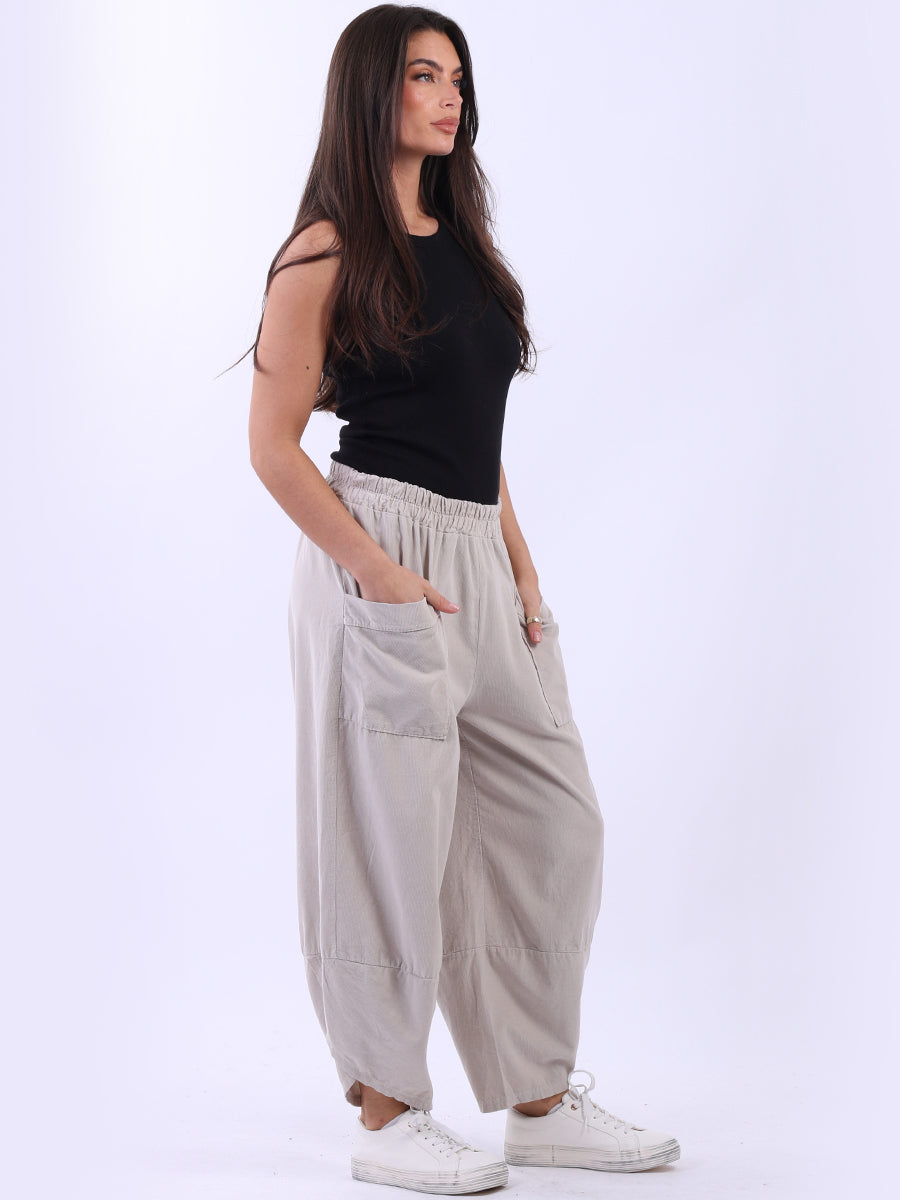 Solid Corduroy Relaxed Fit Trouser Beige