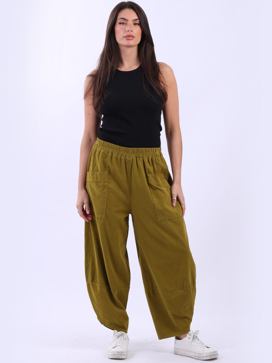 Solid Corduroy Relaxed Fit Trouser Olive