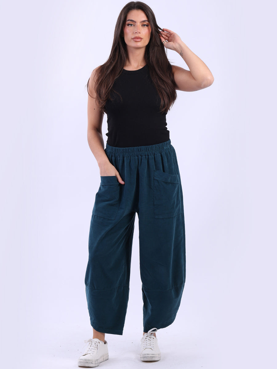 Solid Corduroy Relaxed Fit Trouser Teal