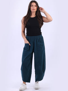 Solid Corduroy Relaxed Fit Trouser Teal