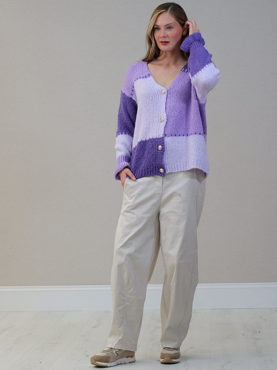 Wool Knitted Cardigan Lilac